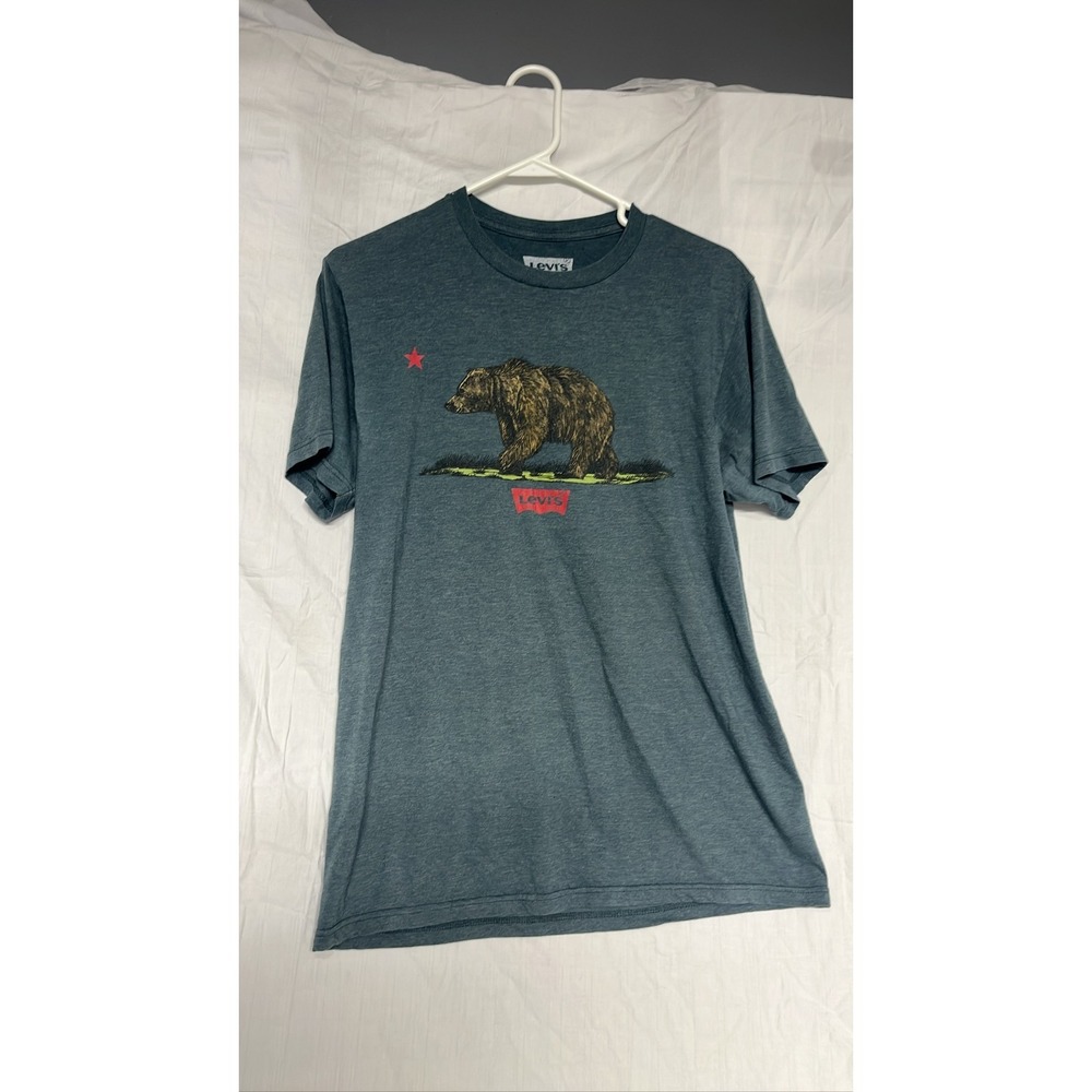 Levi's Mens California Bear Graphic T-Shirt Gray Blue Short Sleeve M
